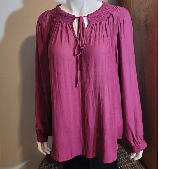 Torrid Womens Plus Size 2X Magenta Flowy Tunic Blouse Semi-Sheer Fairycore Fae - Picture 2 of 10